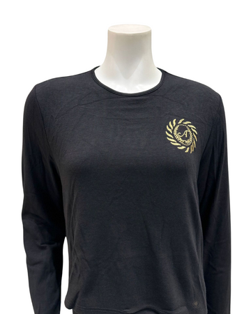 Angelice C-6522 Black Logo Ribbed Modal Nursing Nightgown myselflingerie.com